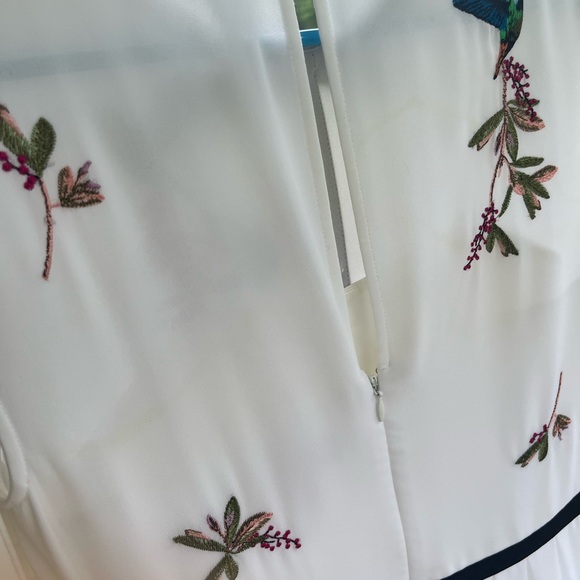 Ted Baker White Embroidered hummingbird Lina Midi Dress size 1 - Picture 5 of 15